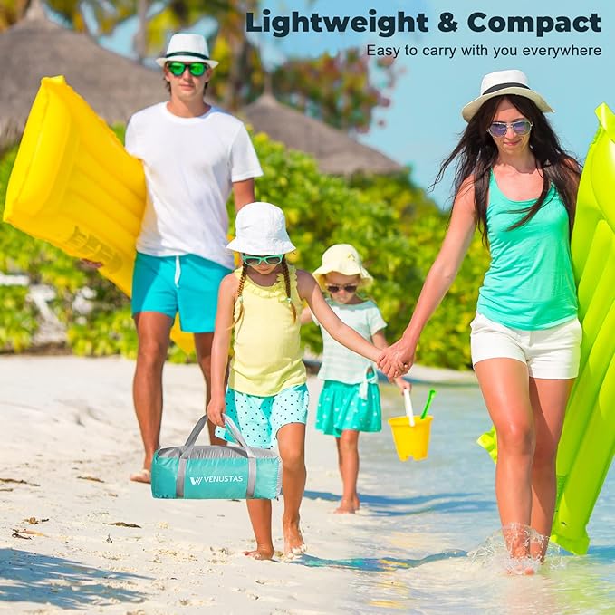Venustas Beach Tent Sun Shelter for 3/4/6/8 Person, UPF 50+ UV Protection Beach Canopy, Lightweight and Easy Setup Cabana, Portable Shade Tent