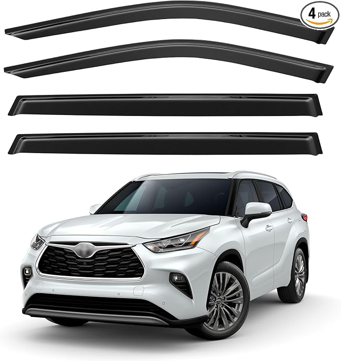 Window Visors Rain Guards for 2020-2026 Toyota Highlander, Out-Channel Window Vent Wind Deflectors Visors Shades for 20 21 22 23 24 25 Highlander