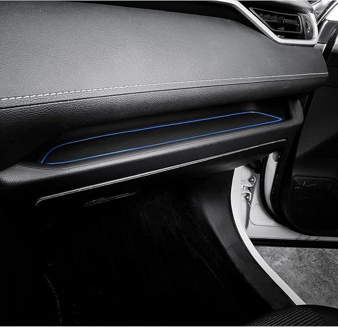 JDMCAR Custom Liners (Blue Trim) and Center Console Organizer Compatible with 2022 2021 2020 2019 RAV4 Accessories