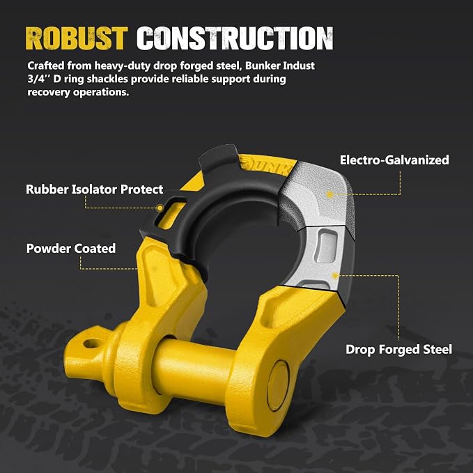 BUNKER INDUST 3" x 30ft Heavy Duty Tow Strap with Bag Recovery Kit +3/4" D Ring Shackle with 7/8" Pin