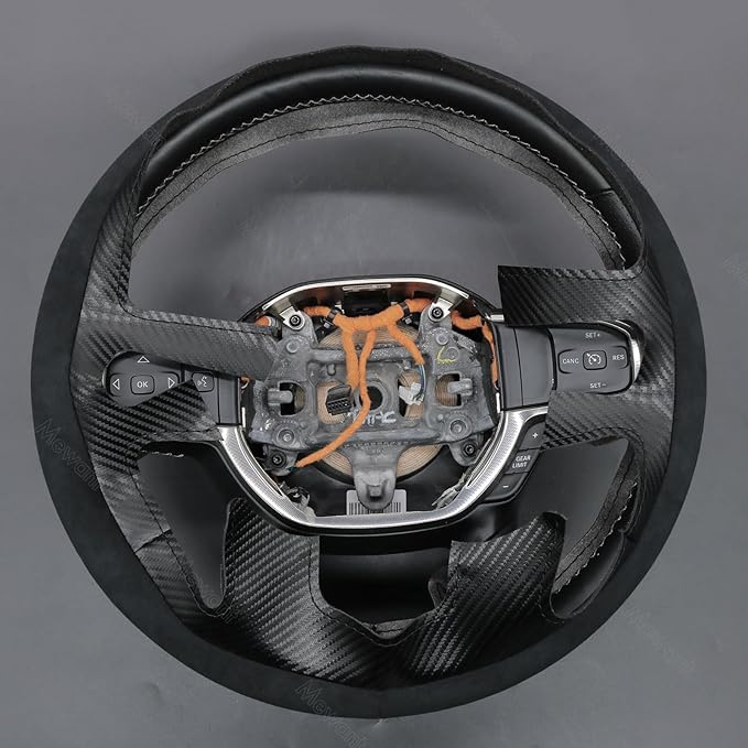 MEWANT Hand-Stitched Steering Wheel Cover Wrap for Dodge Ram 1500 2019-2023 Steering Wheel Accessories for Dodge Ram(Backsides Without Buttons)