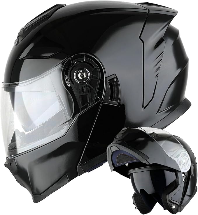 1Storm Motorcycle Street Bike Modular/Flip up Dual Visor Sun Shield Full Face Helmet HJK920