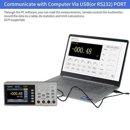 OWON Desktop Digital Multimeter with 3.5-inch LCD Display, Measures AC/DC Current, Voltage, and Temperature with True RMS Capability,Designed for Laboratories, Instruments, and Factories XDM1041