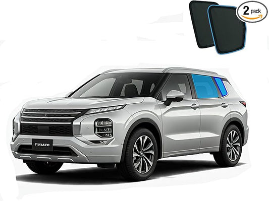 Custom Magnetic Mesh Sunshade for Mitsubishi Outlander 2021-2026, Side, Rear & Port Windows Sun Blind for Baby Protection, UV/Heat Reduction,Privacy Shield (2 pcs Quarter Window Shades)