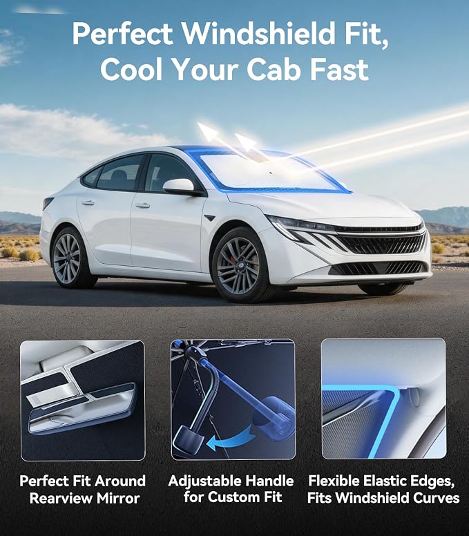 Nmoiss [Vinyl Coating Heat Shield] Windshield Sun Shade Umbrella Custom for Nissan Sentra, Protect Car from Sun Rays & Heat Damage Keep Cool and Protect Interior