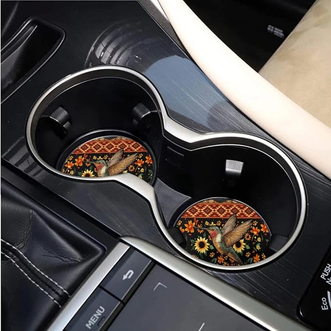 BIGCARJOB Hummingbird Car Seat Accessories Full Set 15 Pcs Art Hummingbird Seat Cover for Cars Front and Rear Handbrake Cover,Headrest Pillow Cover,Seat Belt Pads,Universal Fit