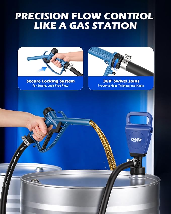Orion Motor Tech Electric Drum Barrel Pump, 7 GPM Dual Power AC 100–240V & 12V DC Drum Pump for 55 Gallon Drums & 275 Gallon IBC Totes, Fuel Transfer Pump for Diesel DEF Water Antifreeze