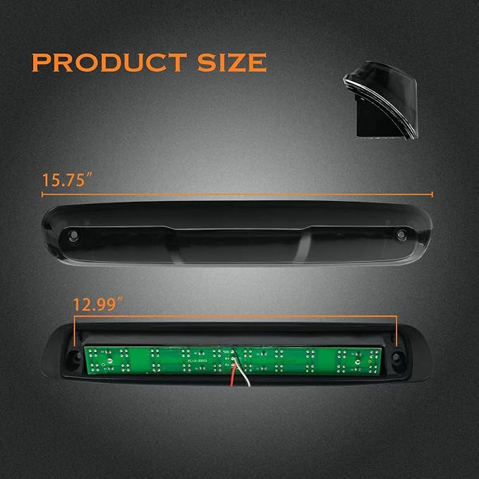 Third 3rd Brake Light, LED High Mount Stop Light for 2007-2013 Chevy Silverado/GMC Sierra 1500 2500HD 3500HD, Rear Center Cab Roof Tail Cargo Lamp, Smoke Lens