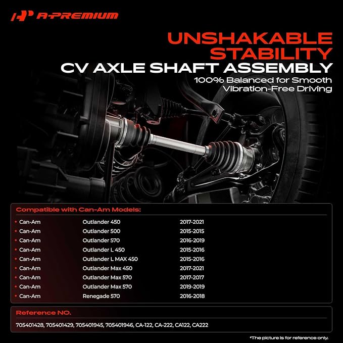 A-Premium Pair (2) Front CV Axle Shaft Assembly Compatible with Can-Am Outlander 450/500/570 Outlander L (MAX) 450 Outlander L 450/570 Renegade 570, Driver and Passenger Side
