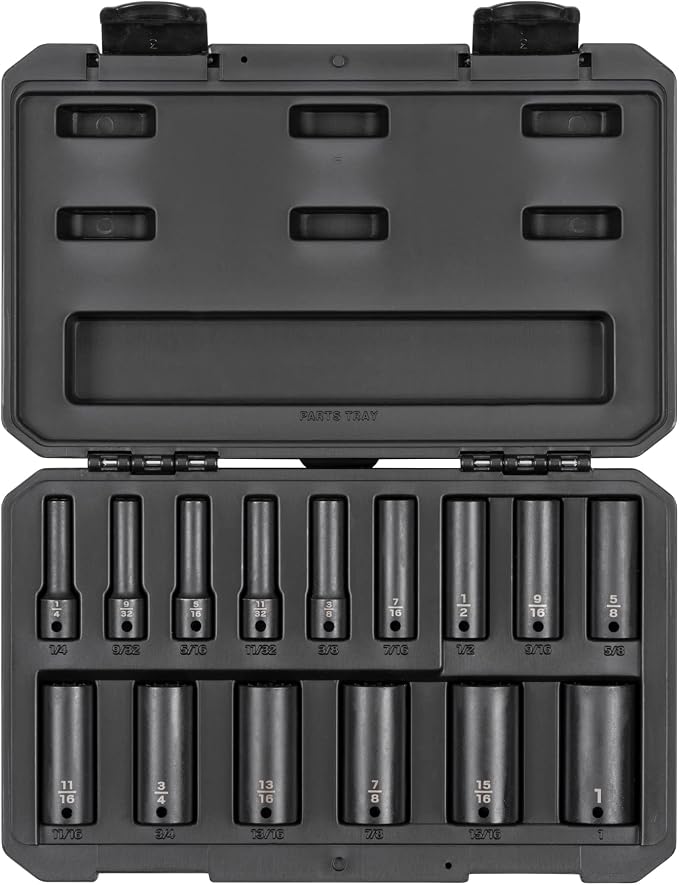 TEKTON 3/8 Inch Drive Impact Socket Set, 15-Piece | SID91305