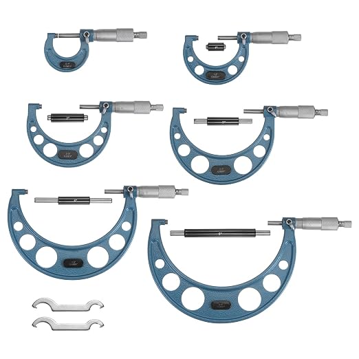 HARFINGTON Outside Micrometer 0-1" 1"-2" 2"-3" 3"-4" 4"-5" 5"-6" Measuring Tool 0.0001" Graduation 6in1 Set