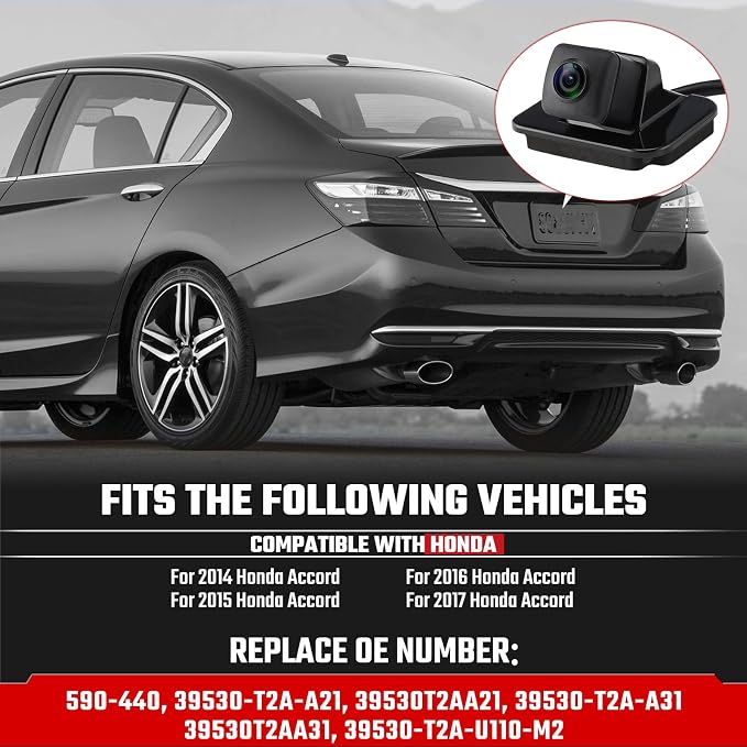 Backup Camera Rear View Camera Fit for Honda Accord 2014 2015 2016 2017 Parking Park Assist Camera Replaces #39530-T2A-A21 39530-T2A-A31 39530-T2A-U110-M2
