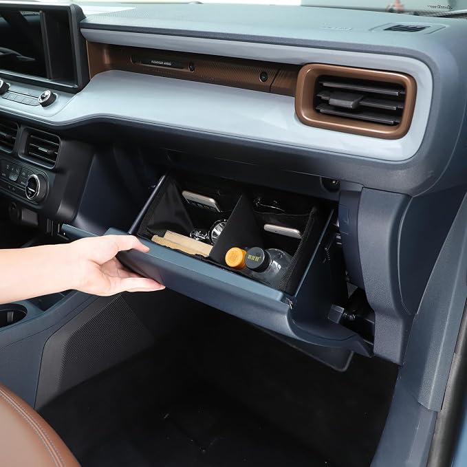 Lcojicep Co-Pilot Glove Box Dividers Organize Compatible Compatible with Ford Maverick 2022-2025 Passenger Side Glove Divider Box Storage Bag Compartment Partition Insert Tray Accessories