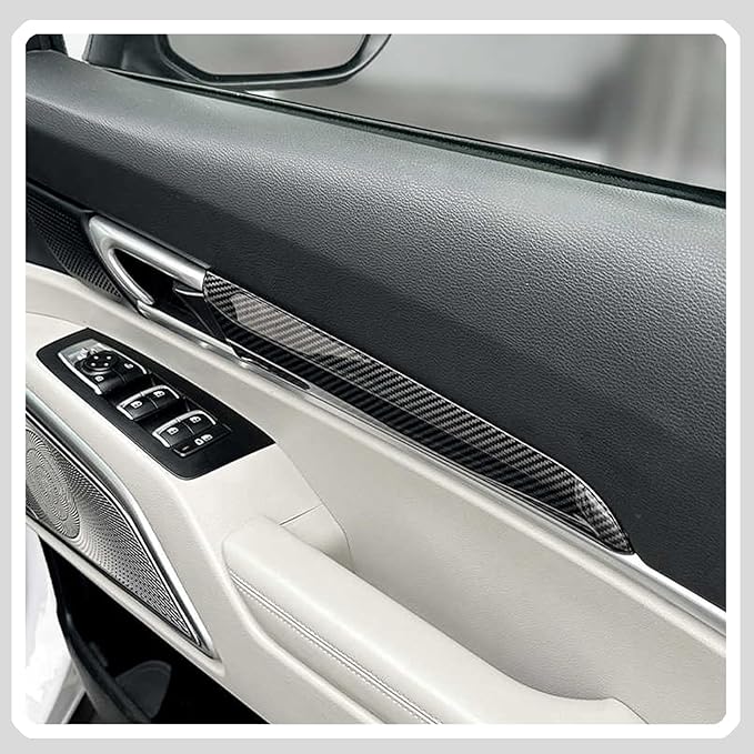 Door Panel Cover, for Kia Telluride 2020 2021 2022 2023 2024 2025 2026, Interior Door Handle Trim Overlay - Carbon Fiber Pattern Protective Accessories