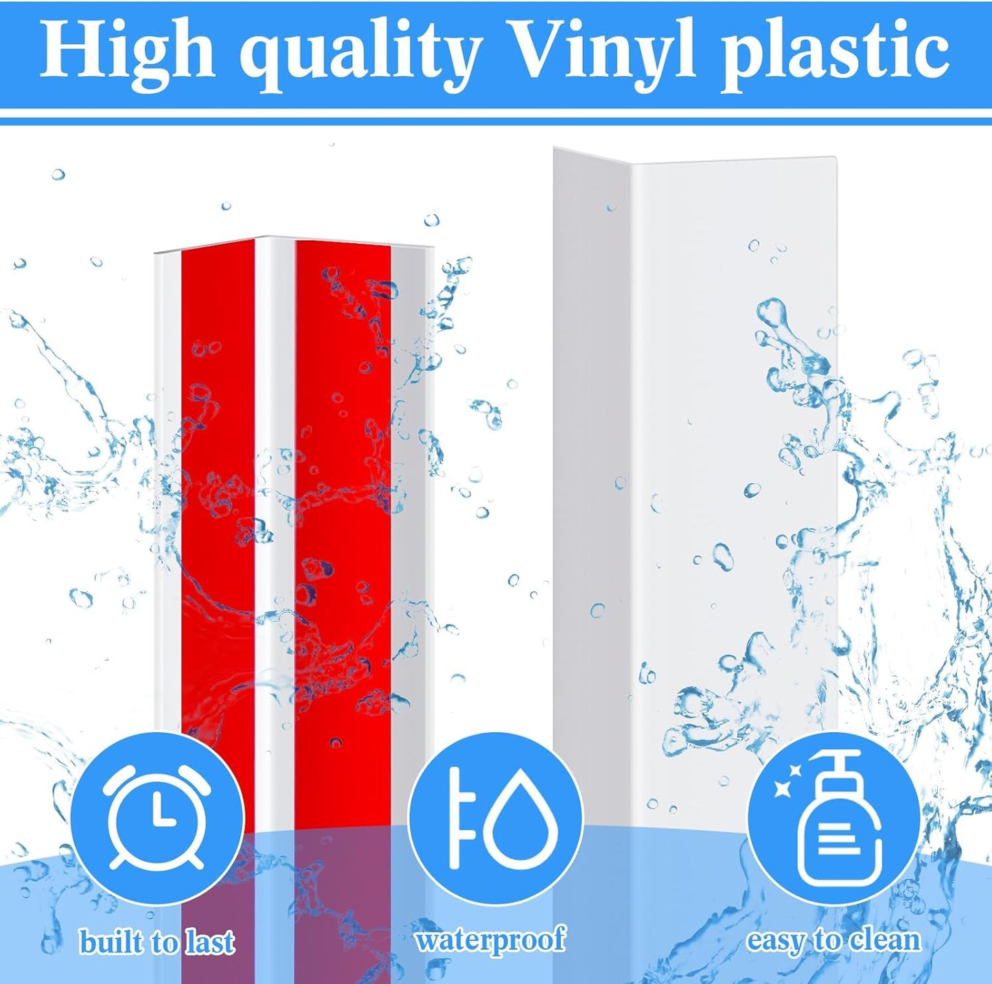 Sasylvia 10 Pcs Wall Corner Protector Guards, 1-1/8 x 48 Inches Self Adhesive Vinyl Corner Trim Molding, Avoid Scratching Scuffs, Ease Install & Cleaning for Door Countertop Furniture Protection