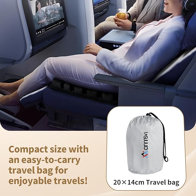 Inflatable Seat Cushion with Built-in Pump for Airplane Travel, Car & Office Chair - Portable Air Pad for Sciatica, Coccyx & Tailbone Pain Relief - 3D Air Cell Support for Long Sitting, 0.8lbs