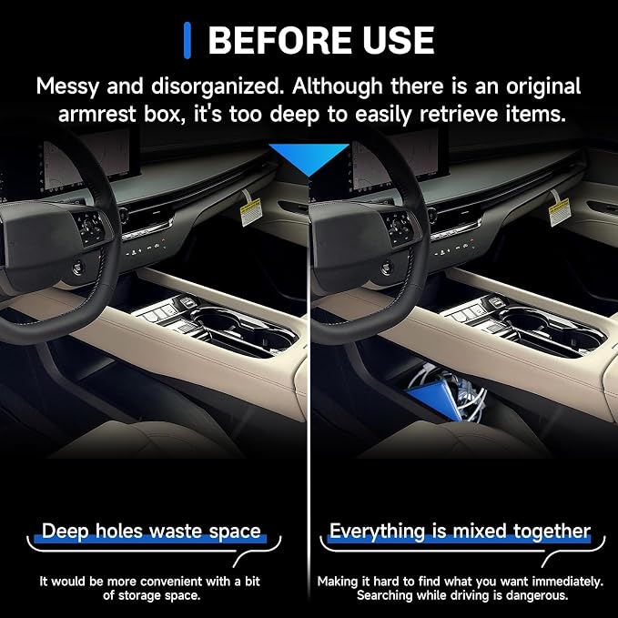 SXCY 2PCS for 2025 2026 Murano Center Console Organizer [Armrest Tray + Under Tray] for Nissan Murano 2025 2026 Central Control Box Murano 2025 2026 Accessories Armrest Organizer Console Storage