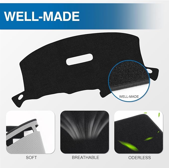 KUST Black Dash Cover for Dodge Caravan/Grand Caravan/Chrysler Town Country 2001-2007 (Without Raised Display w/o Sensor) Polyester Dashboard Cover Non-Slip Car Accessories No Glare