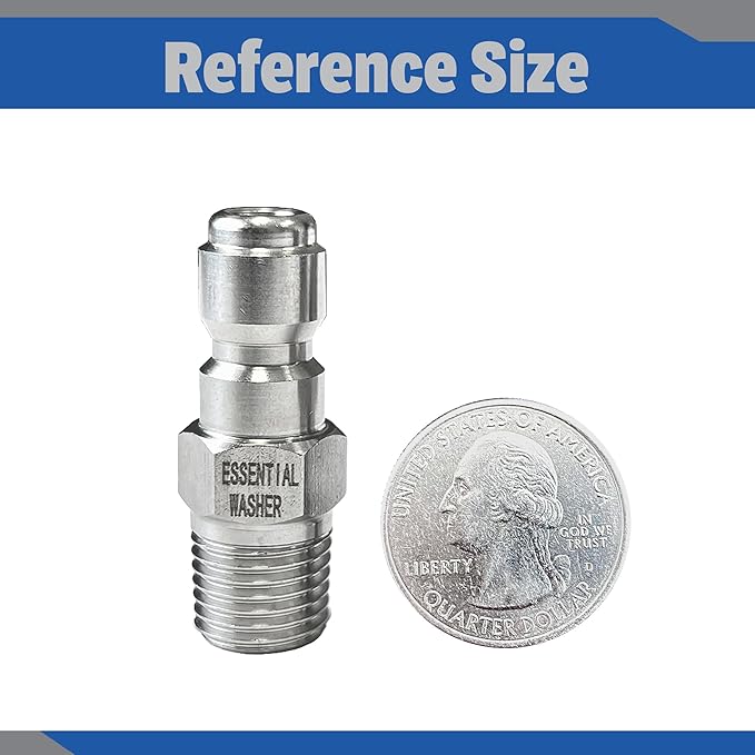 Essential Washer Stainless Steel ¼” Plug Male NPT | Pressure Washer Quick Connect Fittings | 5000 PSI | Set Of 6