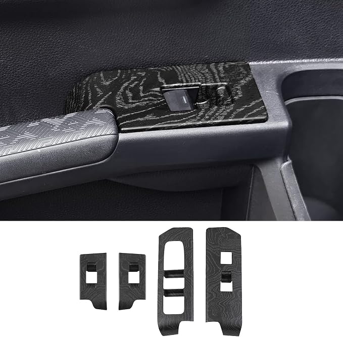 4Pcs Window Lift Cover for Toyota 4Runner 2025 2026 Interior Accessories (NOT Fit Tac0ma) Door Trim Cover Center Consoles ABS Decor Black Wood