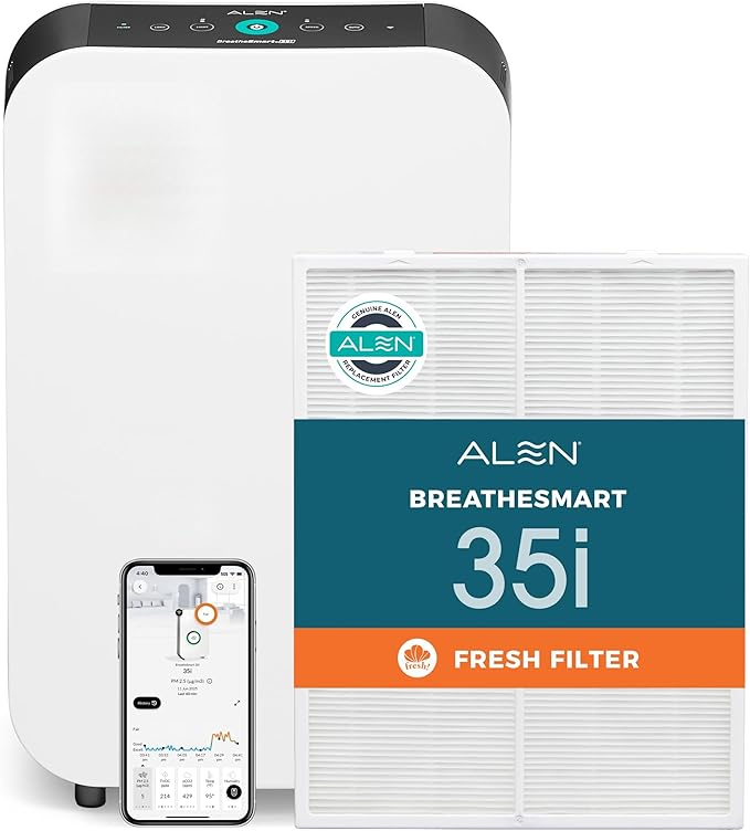 Alen BreatheSmart 35i Air Purifier with Fresh HEPA Filter with Carbon - Ideal for Odor Control, Smoke Reduction in 500-1,000 Sq. Ft.