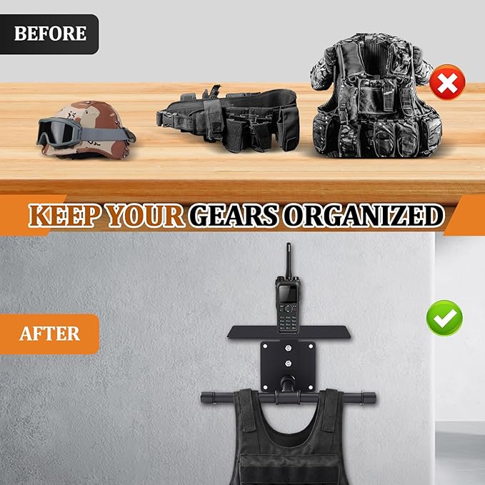 Yaocom Weight Vest Hanger Wall Mount Heavy Duty Tactical Gear Police Vest Holder Motorcycle Helmet Rack Stand for Gym Home Garage Train Armor Breastplate Backpack Organizers