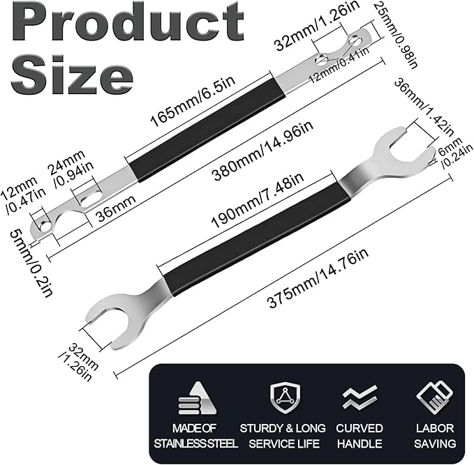32 & 36mm Fan Clutch Wrench Set, Fan Clutch Removal Tool Kit with Water Pump Holder, Compatible with BMW, Chevrolet, Ford, GM, Dodge, Jeep (Black)