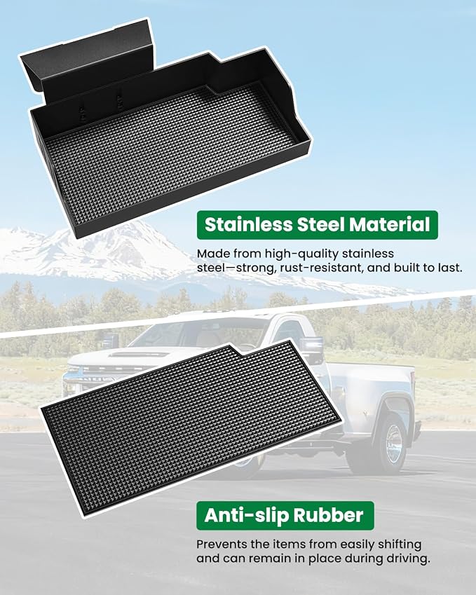 Metal Center Console Hanging Organizer Accessories for Chevy Silverado & GMC Sierra 1500 (2019–2026) and 2500HD 3500HD (2020–2026), Bench Seat Console Organizer Storage Box (Split-Bench Folding Seat)