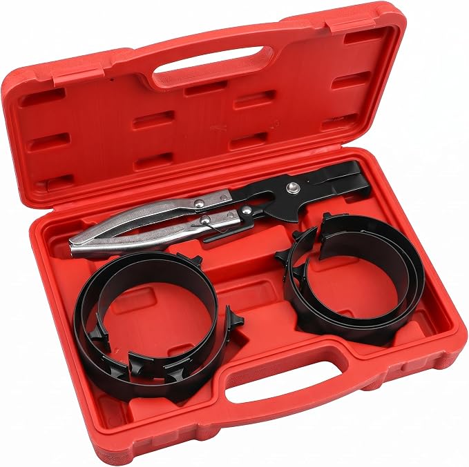 Master Piston Ring Compressor Kit and Piston Ring Compressor Tool with Ratcheting Pliers and 6 Bands (73mm-111mm) for Car, Truck, and Motorcycle Engine Rebuild