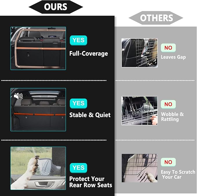 Pet Restraint Net Dog Fence Car Backseat Divider Vehicle Gate Cargo Area Travel Trunk Mesh Net Screen for Volvo XC90 2015 2016 2017 2018 2019 2020 2021 2022 2023 2024 2025+ (Black, for XC90 2015+)