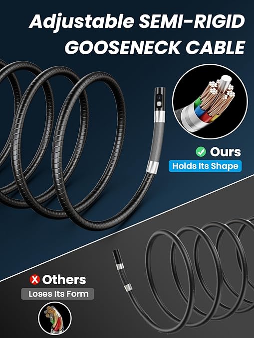Acoath Two-Way Articulating Borescope, Endoscope Camera with Light, Dual-Lens 1080P Industrial Inspection Camera, 4.3" IPS Screen, 32GB Card, IP67 Waterproof Sewer Tools - 5FT