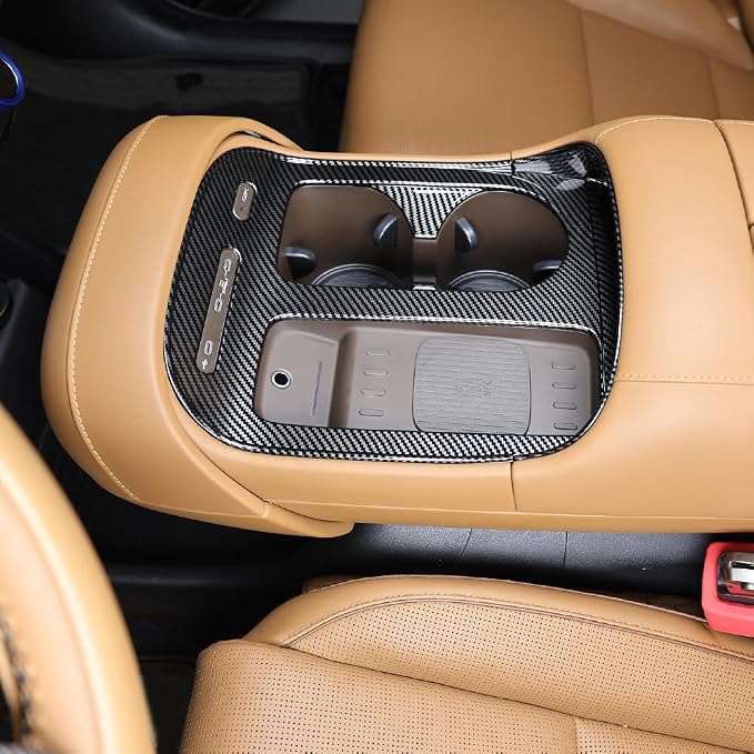 Car Center Console Gear Shift Panel Cover & Water Cup Holder Frame Trim - Compatible with Hyundai Palisade 2026 7-Seat Accessories-Carbon Fiber Pattern