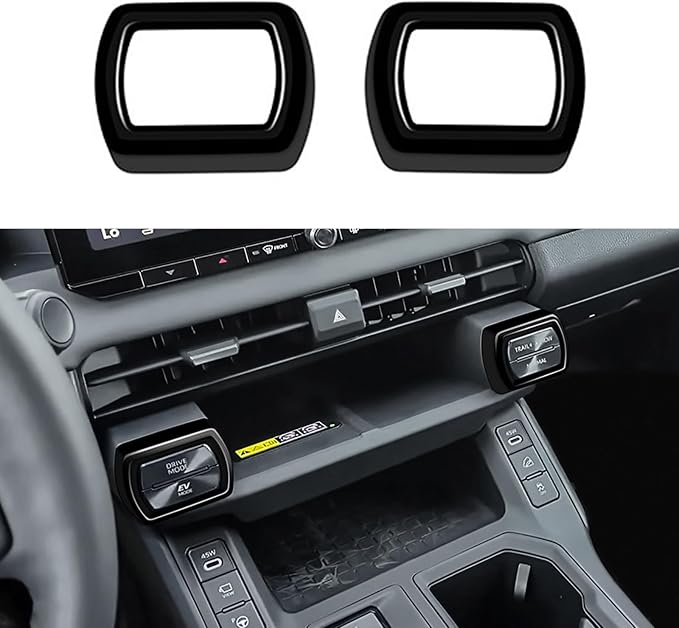 Console AC Switch Panel Trim Compatible with Toyota RAV4 XLE Premium/LE/SE/XSE/Limited/Woodland 2026+, Wireless Charging Arear Button Frames, Drive Mode Switch Knob Frame for RAV4 2026 (Black)