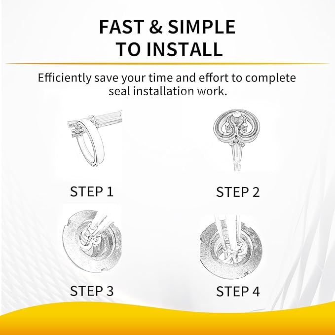 Hydraulic Seal Installation Tool Kit, Hydraulic Cylinder Piston Repair Seal Tools, U-Cup Rod Seal Installation Tool kit, Bearing Internal Sealing Ring Installation Tool, 3 pcs (Metallic)