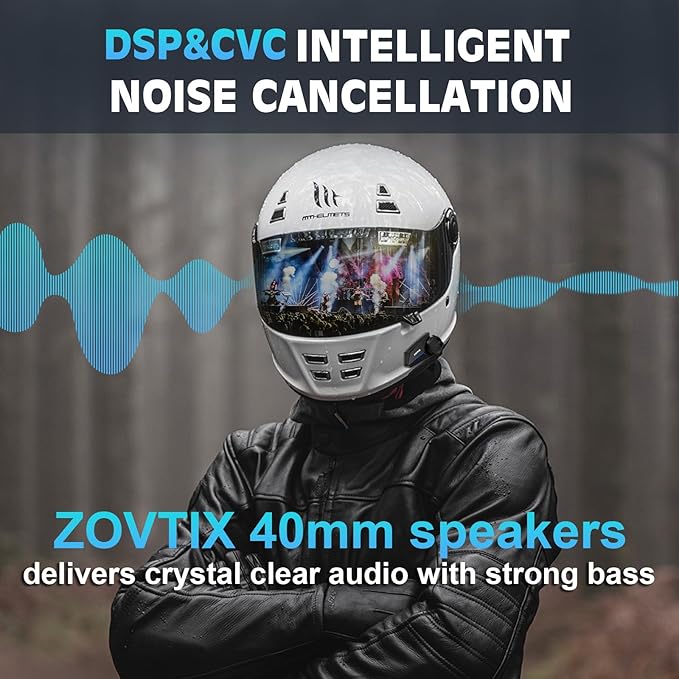 Motorcycle Helmet Headset 3 Riders Communication System S2 Intercom with Music Sharing/HiFi Sound/3 EQ Music Modes/DSP&CVC Noise Cancellation/IP67/FM Radio - S2-Black 2 Pack