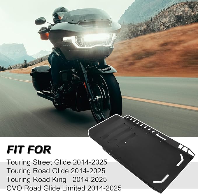 PSLER Touring Skid Plate - Lower Engine Base Chassis Guard Motorcycle Skid Plate Aluminium for CVO Road Glide Road King Street Glide Limited 2014-2025