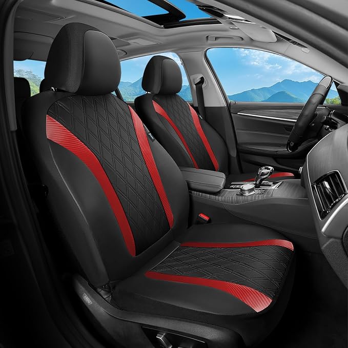 FLORICH Car Seat Covers Full Set, Leather Seat Covers for Cars, Car Seat Protector Waterproof Breathable, Universal Automotive Seat Covers, Front and Rear Car Seat Cover Fit for Most Cars SUV Truck