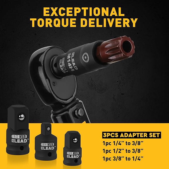 13-Piece XZN Triple Square Spline Bit Impact Socket Set - Premium S2 Steel European Style M4 - M18 with Socket Adapters, 1/4”, 3/8” and 1/2” Drive | Professional Mechanic Garage Tools