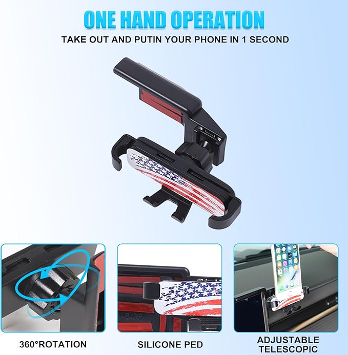 Car Phone Holder Mount for Hummer EV SUV Truck Accessories 2024 2025+ Right Side of Navigation Screen Rotatable Fixed Mobile Phone Holder Fit for iPhone Universally Smartphones (American Flag/C)