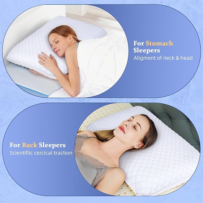 SofGlowly Ultra Thin Flat Pillows for Sleeping, Cooling Memory Foam Pillow 2.75 inch Height Ultra Thin Pillow,Slim Bed Pillows for Stomach Back Sleeper,Standard Size -16x25 Inch