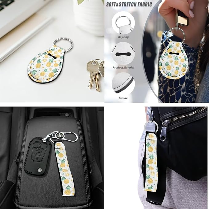 16 Pcs Pineapple Car Seat Covers Full Set Sun Shade Windshield with Steering Wheel Cover Seatbelt Pads Coasters Keychain Armrest Cushion and Pillow,Fruit Car Accessories Universal Fit