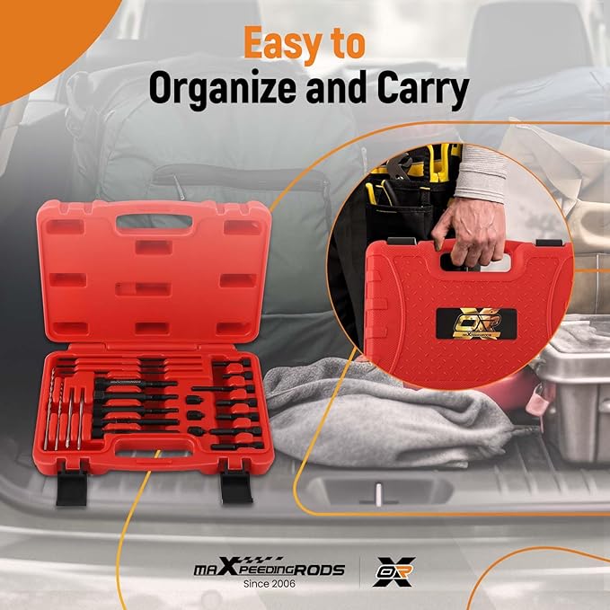 maXpeedingrods 22PCS Glow Plug Removal Tool Kit, High Hardness Fuel Glow Plug Extractor Kit, Glow Plug Electrodes Removing Tool for M8 M10 Glow Plug, with Carry Case