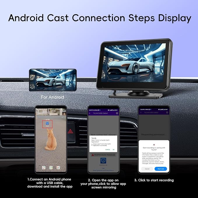 7 Inch IPS Touch Screen Backup Camera for Car 1080P Full HD Dual Camera IP68 Waterproof Rear View Camera High-Performance Chip Wired Stable Transmission Recording Function for Car/Truck/Pickup/SUV/Van