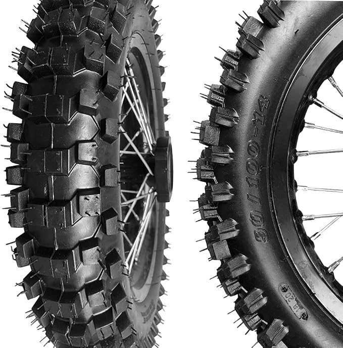 90/100 14" Rear Wheel Tire and Rim Inner Tube with 15mm Bearing Assembly Fit For 110-125cc Dirt Pit Bikes, (3.5-14) 1.85x14, Black (15MM)
