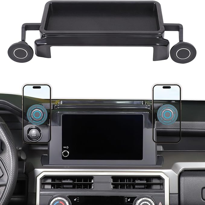 Car Center Console Dash Storage Tray With Magnetic Phone Holder Compatible with Toyota Tacoma 2024+, Dashboard Mobile Phone Mount Storage Box Organizer Tray Insert Accessories, Only Fit 8-inch Screen