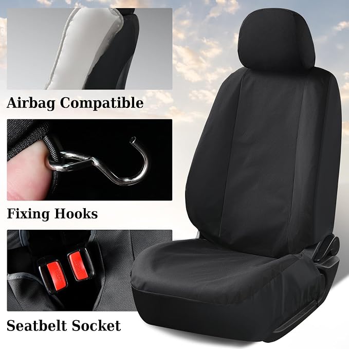 Coverado Seat Covers Custom Fit for Tacoma Double Cab/Crew Cab SR/SR5/TRD Sport/TRD Off-Road/Limited Seat Cushion Protectors 2016-2023 Oxford (Frontpair, Black)