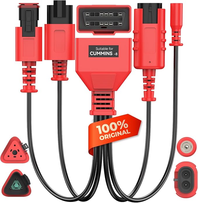 Autel Original MaxiSYS CV Cummins 8Pin Adapter, 8-Pin Off-Highway Vehicle Cable Connector for Cummins Engines, Work with Heavy Duty Truck Scanner Semi Truck Tool MS909CV, MS908CV II, MS908CV, MS906CV