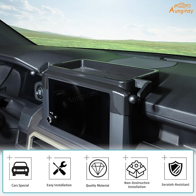 Aunginsy Center Console Dash Storage Tray Compatible with Toyota Tacoma 2024 2025 2026, Car Dashboard Storage Box Organizer Holder Insert Mounted Tray ABS Interior Accessories, Only Fit 8-inch Screen