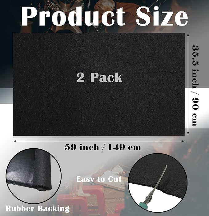 Nexboraque 2 Pack Garage Floor Mat, 60 x 36 Inch Oil Spill Mat for Under Car Driveway Mats with Waterproof Backing, Black Reusable Rubber Mat Garage Mat for Protecting Surfaces
