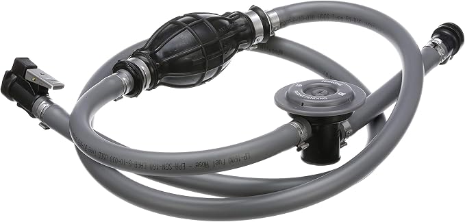 Attwood Johnson/Evinrude Marine Fuel Line Kit, EPA Compliant, 6 Ft, 3/8-In Dia. Hose with Tank & Engine Fittings, Sprayless Connector (Tank-side Fitting), Primer Bulb, Fuel Demand Valve, 93806EUSD7